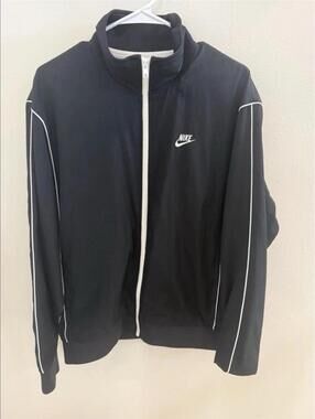 Nike Jacket Men's Size Large Black/white Sportswear Club  Full Zip Track
